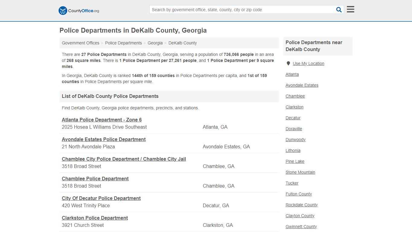 Police Departments - DeKalb County, GA (Arrest Records & Police Logs)